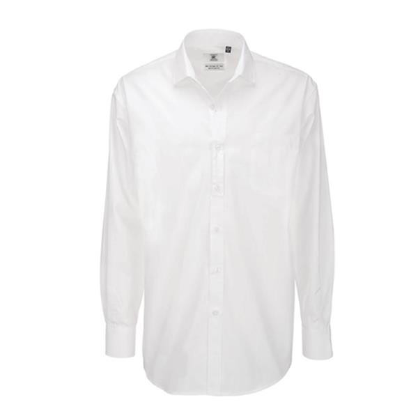 Camisa B&C Heritage Manga Comprida Homem - 100% Algodão Escovado - Popeline - Branco / S
