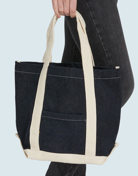 Canvas Denim Shopper - Dark Blue Stonewash / Natural / ONE SIZE