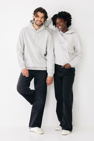 Mikina s kapucí IQONIQ Joshua z recyklované bavlny - Light Heather Grey / 4XL