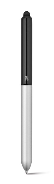 NEO. Ball pen with touch tip in aluminium - Black / Satin Silver