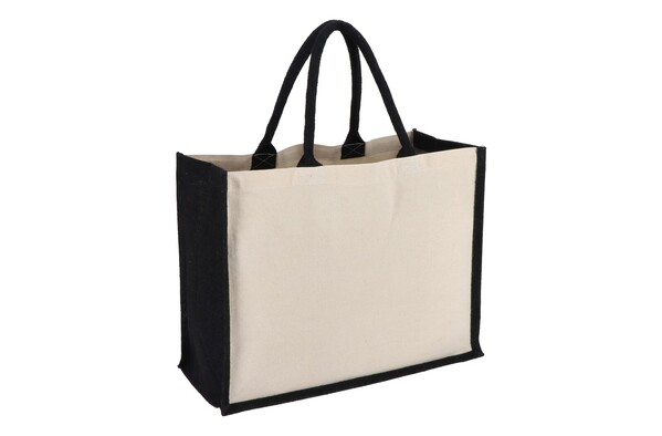 Jute-Cotton Sac fourre-tout OEKO-TEX® 42,5 x 19 x 32cm 320g/m² - Noir