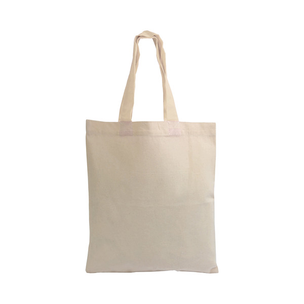 135 G/M2 Natural Cotton Mini Shopping Bag With Coloured Short Handles