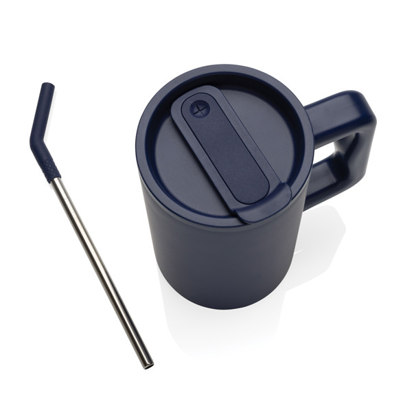 Mug Cube 800ml en acier recyclé certifiée RCS - Bleu Marine