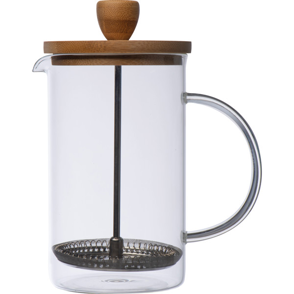 NATHAN Üveg kávé- vagy teafőző bambusz tetővel, 600 ml - Transparent