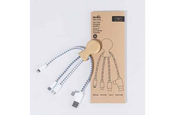 Xoopar Mr. Bio charging cable, bamboo, Tyvek