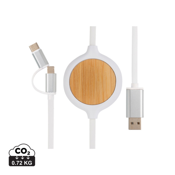 XD - 3-in-1 cable with 5W bamboo wireless charger