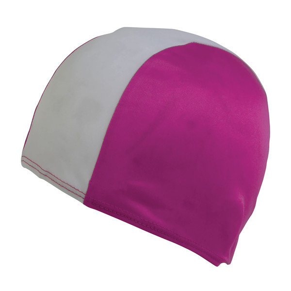 Polyester Swimming Cap Junior Size - White / Fuxia