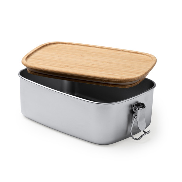 Personalised stainless steel lunch box 1 litre with bamboo lid