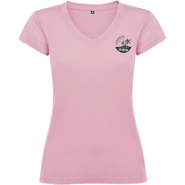 T-shirt a maniche corte con scollo a V da donna da 155 g/m² Victoria - Rosa chiaro / M