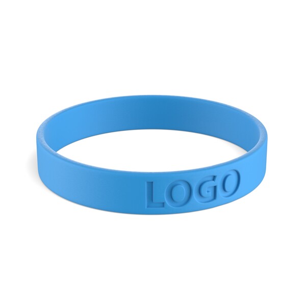 Pulsera de silicona personalizada (12mm width) - Azul cian frío / 18x1.2x0.2cm