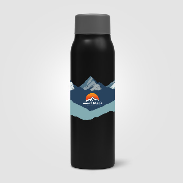 Breeze  Recycled Stainless Steel Carbonated  Bottle - 590 ml - Black / Silkscreen
