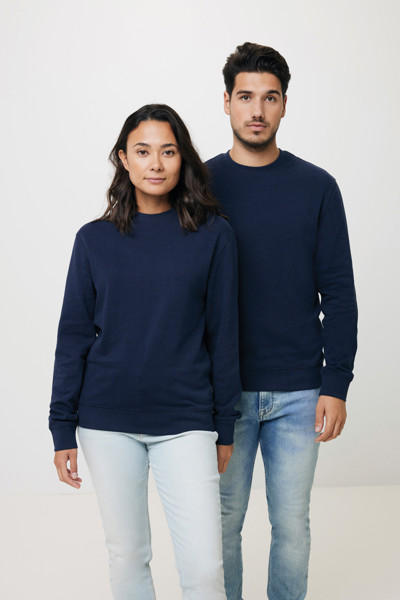 Sweater à col rond en coton recyclé Iqoniq Zion - Bleu Marine / XXS