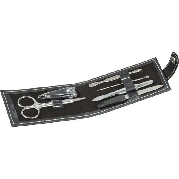 DEBORAH Set manichiură 7 piese în etui de piele - Black