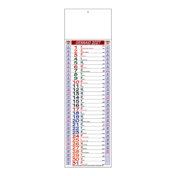Calendario 2027 Da Muro, Mensile, Multicolore, 12 Fogli Su Carta Patinata, Termosaldato