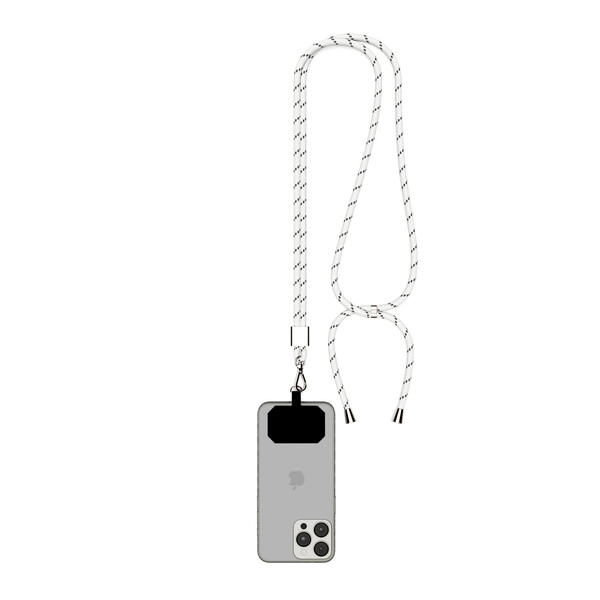 Dvoubarevný držák telefonu Crossbody z polyesteru - Bílá / Černá / Stříbrná příslušenství