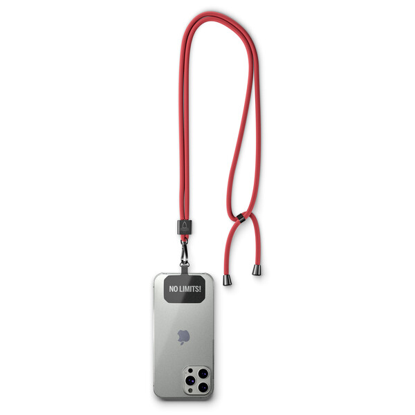 Crossbody, trendy 2-tone cord phone holder made of recycled polyester (rPET) - Medium Scarlet Red / Black accessories