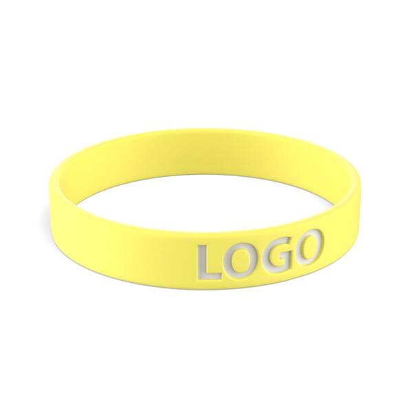 Gepersonaliseerde siliconen armbanden (12mm width) - Zacht geel / 18x1.2x0.2cm