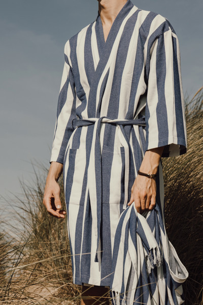 VINGA Serviette hammam GRS Ornos - Bleu / Blanc