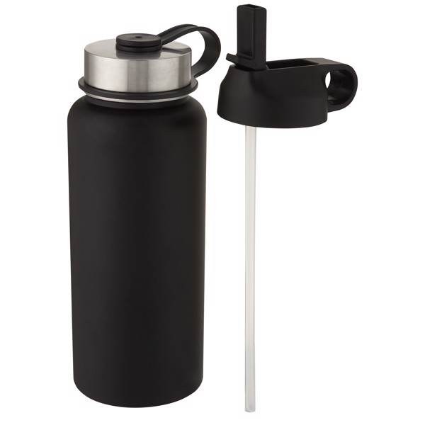 Supra 1 L copper vacuum insulated sport bottle with 2 lids - Black