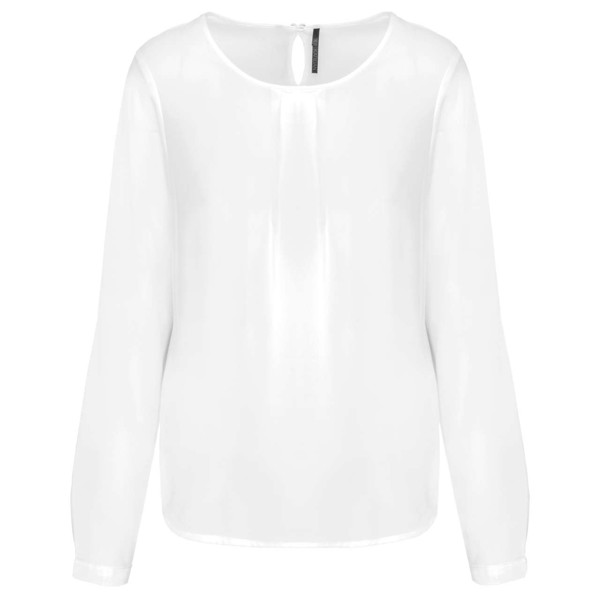 Ženska bluza od krepa s dugim rukavima - Off Bijela / 40