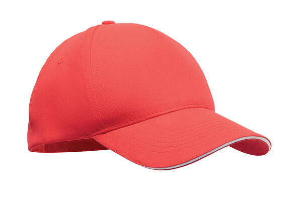 Baseball cap 5 panels 180gr Sunny - Weiß / Rot
