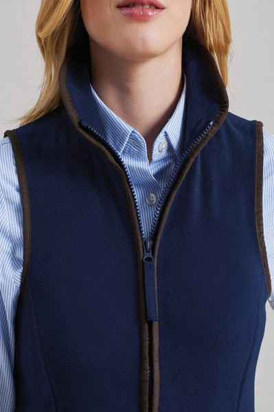 Women's 'Artisan' Fleece Gilet - Moss Green / Brown / XL