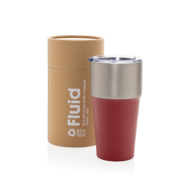 Termohrnek Fluid 500ml z RCS recyklované oceli - Červená