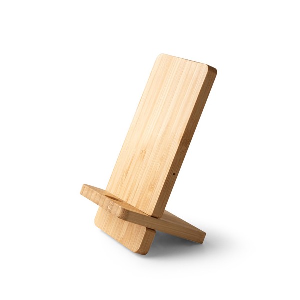 Suporte para smartphone com carregador rápido wireless 15W em bambu - LANGE