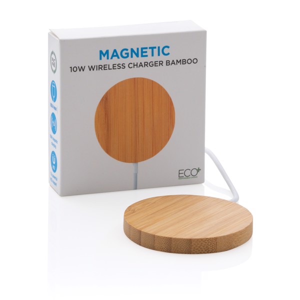 10W bamboo magnetic wireless charger