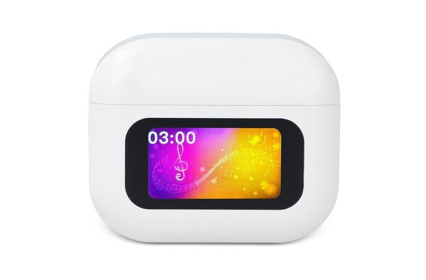 Wireless ANC Earbuds with LCD Touchscreen Control - White