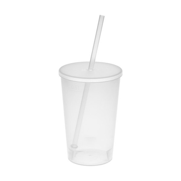 Drinking Cup "Vital", 500 Ml With Lid And Straw
