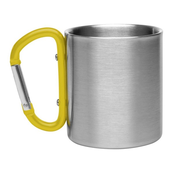 Metal mug 210 ml with carabiner clip | Easton - yellow
