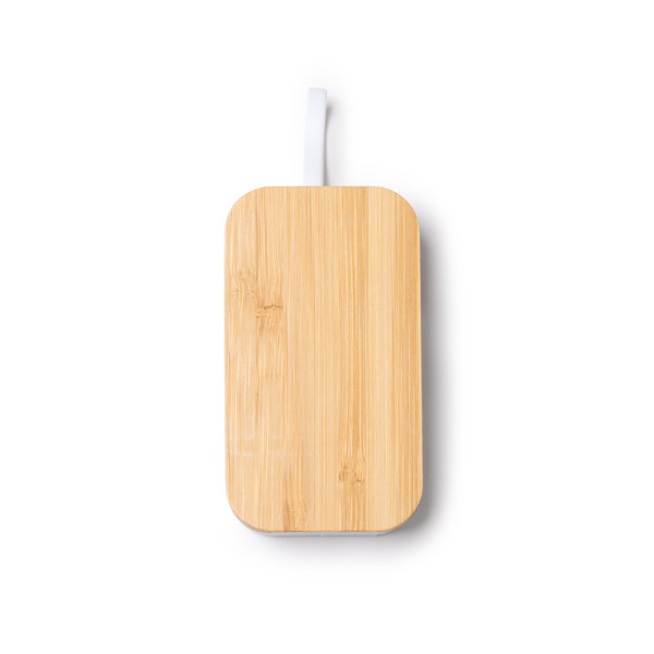 Hub USB personalizado de bambú con soporte para dispositivo y 4 puertos (2 USB-A y 2 USB-C)