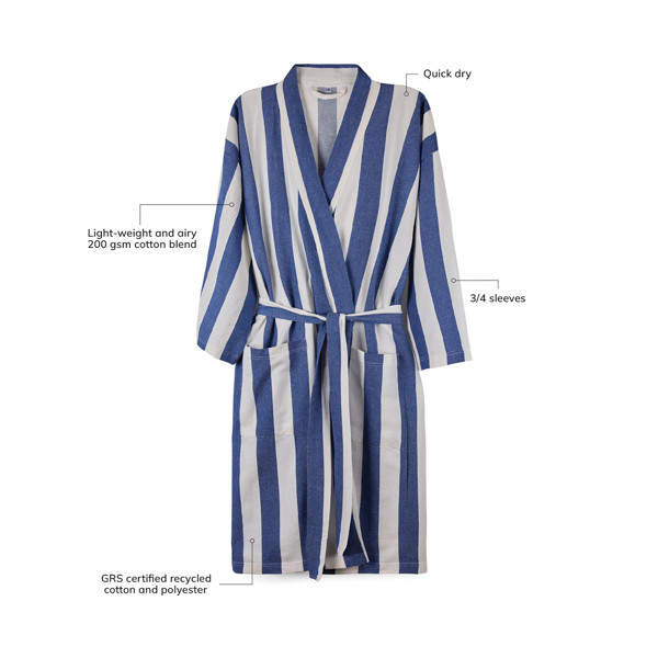 VINGA Peignoir L/XL hammam GRS Ornos - Bleu / Blanc