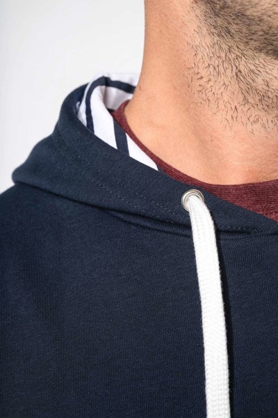 Unisex Contrast Patterned Hooded Sweatshirt - Navy / Mariniere / L