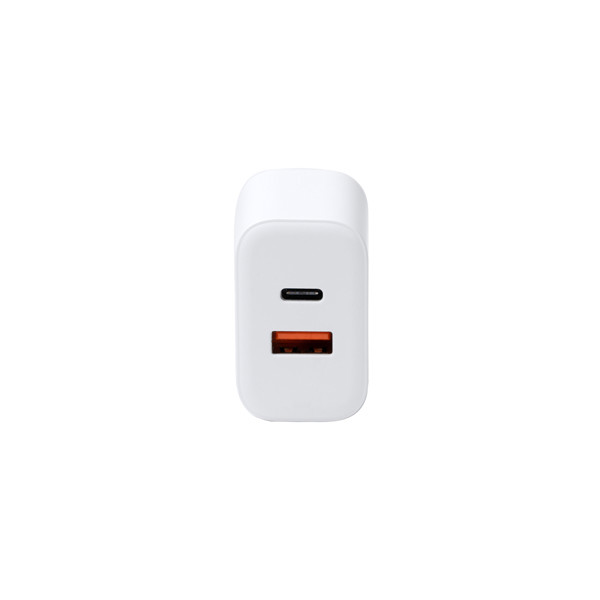 Personalised 2-in-1 travel adapter in recycled ABS with 25W fast charging