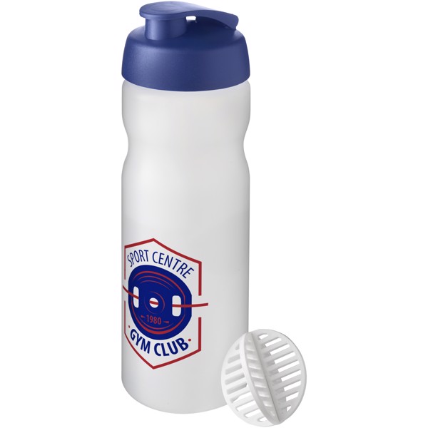 Garrafa shaker de 650 ml "Baseline Plus" - Azul / Branco translúcido
