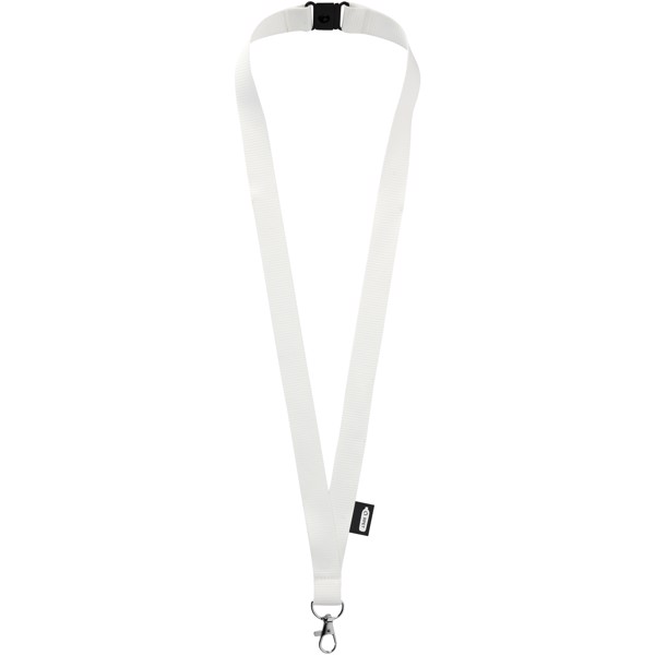 Tom recycled PET lanyard with breakaway closure - White