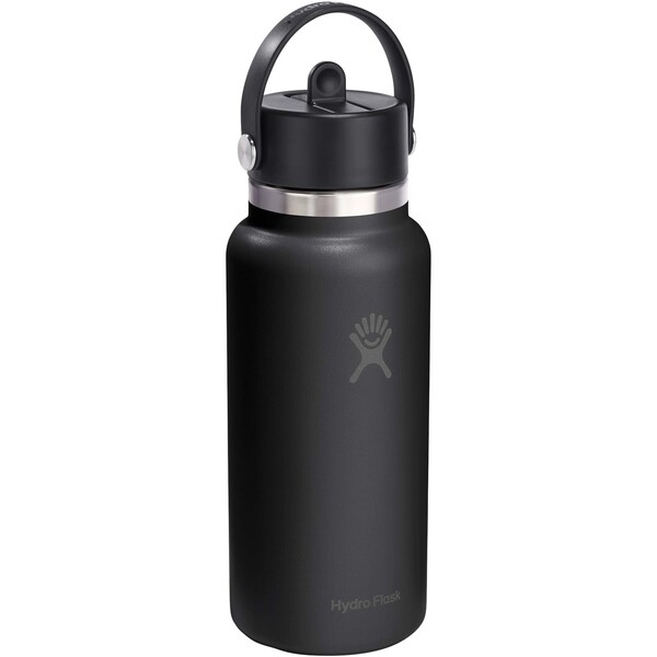 Hydro Flask Wide Mouth 946 ml isolierte Edelstahl Trinkflasche mit Strohhalmverschluss - weiss