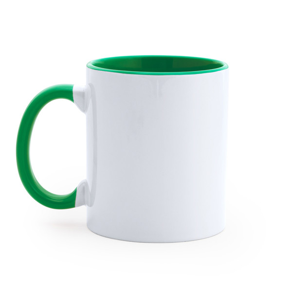 Taza Sublimacion Mango Blanco - BLANCO/VERDE HELECHO