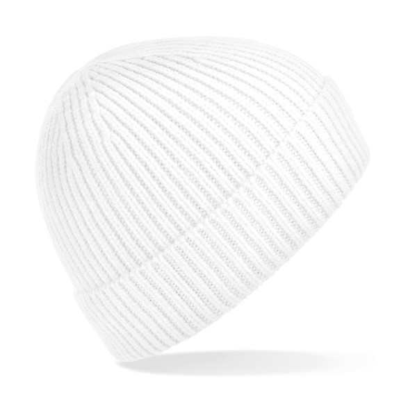 Engineered Knit Ribbed Beanie - White / ONE SIZE
