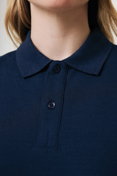 Polo en coton piqué et recyclé Iqoniq Yosemite - Bleu Marine / L