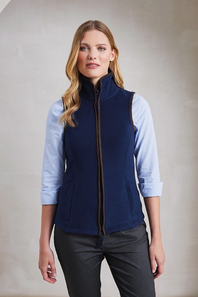 Women's 'Artisan' Fleece Gilet - Moss Green / Brown / XL
