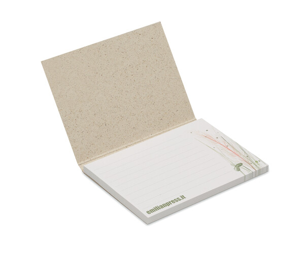 Grass paper soft cover with recycled sticky notes (EU made) - Full colour