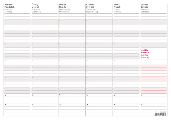 Plánovací stolní kalendář Týdenní plánovací mapa A3 2025