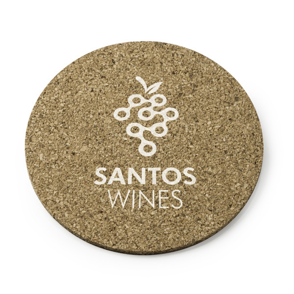 Round personalised natural cork coaster