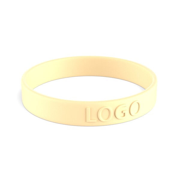 Customised silicone wristbands (12mm width) - Creamy Beige / 20x1.2x0.2cm