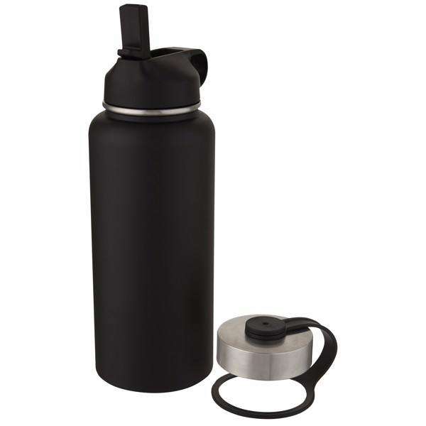 Supra 1 L copper vacuum insulated sport bottle with 2 lids - Black