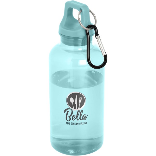 Borraccia in plastica riciclata certificata RCS da 400 ml con moschettone Oregon - Turchese