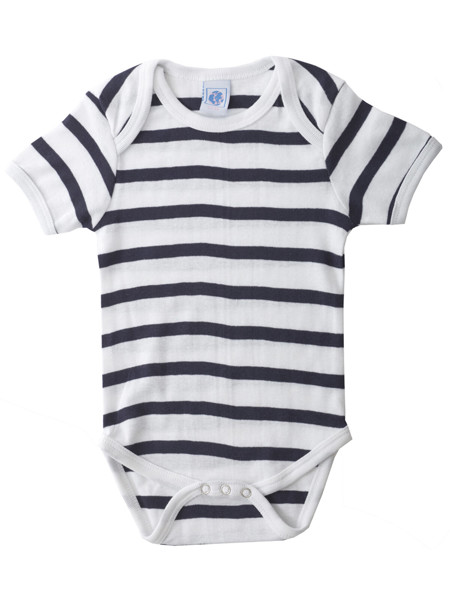 Baby Body Short Sleeves - White / Navy / 18-24